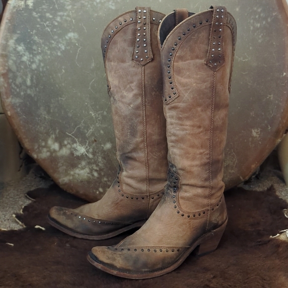 LIBERTY BLACK LB71166 Tall America Tan distressed cowgirl western boot sz7.5 EUC - Picture 8 of 16